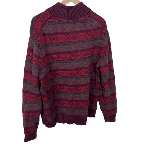 LL Bean Fleece VTG Jacket Pullover Tribal Aztec Pattern USA XL 100% Cotton - Picture 2 of 6